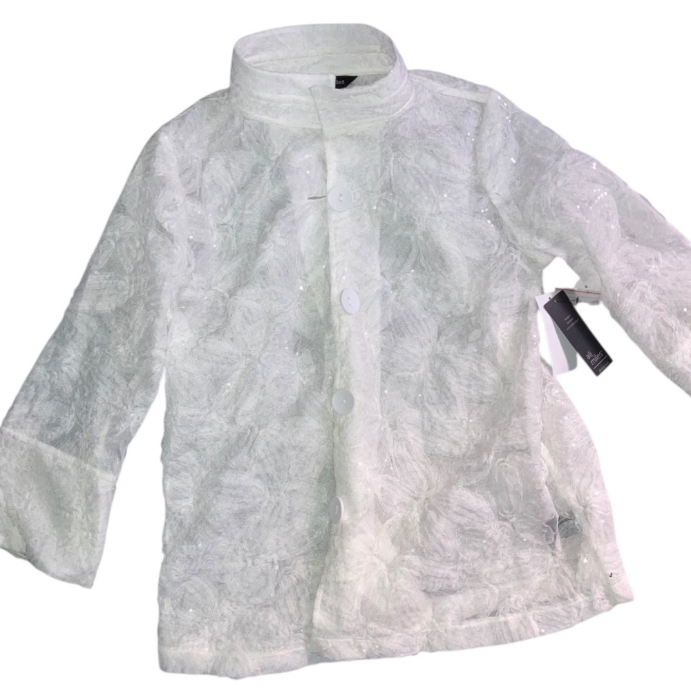 Ali Miles White Textured Blouse